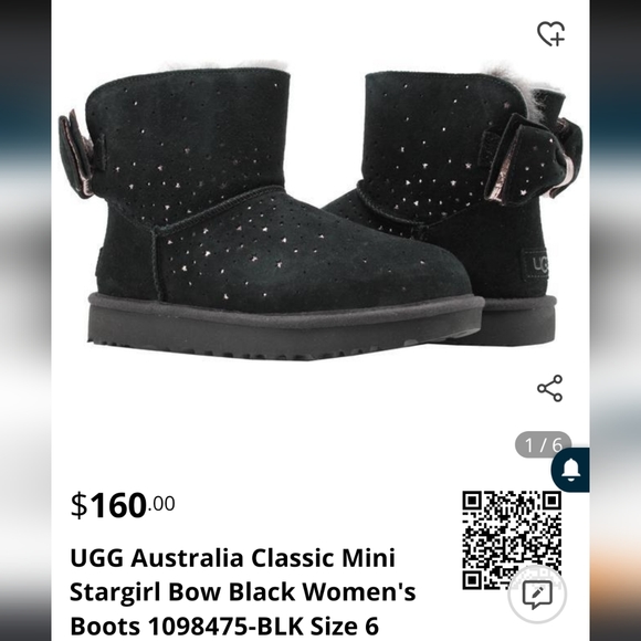 UGG "Stargirl Mini" Black and Gold Slipper Boots Size 36 = AU5 - Picture 12 of 12